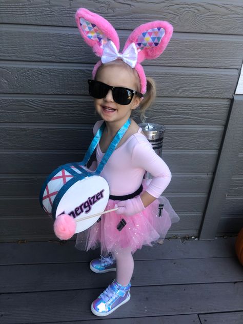 Energized Bunny Costume, Double Halloween Costumes Ideas, Toddler Bunny Costume Diy, Pink Tutu Halloween Costume Ideas, Toddler Halloween Costumes Girl Diy, Toddler Girl Halloween Costume Ideas, Diy Bunny Costume, Toddler Halloween Costumes Girl, Energizer Bunny Costume