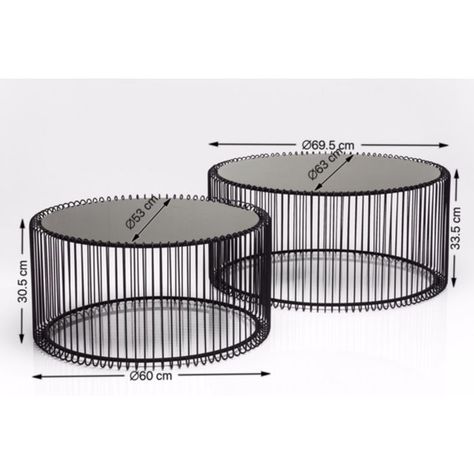 Coffee Table Wire Black (2/Set) - KARE Design Plant Stand Decor, Wire Coffee Table, Black Round Table, Retro Lounge, Shabby Chic Sofa, Welded Furniture, Metal Furniture Design, Oval Coffee Tables, Sofa Side Table