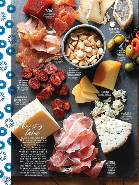 Spanish Charcuterie Board Spanish Board Food, Tapas Charcuterie Board, Spanish Style Recipes, Spain Charcuterie Board, Restaurant Charcuterie Board, Spanish Charcuterie Board Ideas, Portuguese Charcuterie Board, International Charcuterie Board, Spanish Charcuterie Board