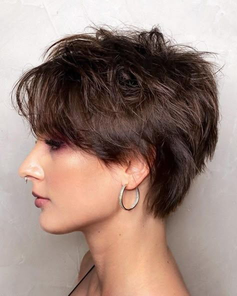 Disheveled Full Wispy Pixie Cut Wispy Pixie, Very Short Bangs, Shaggy Pixie, Curly Pixie Hairstyles, Short Hairstyles Fine, Pixie Cut With Bangs, Short Pixie Cut, Short Hair Haircuts, Haircuts With Bangs