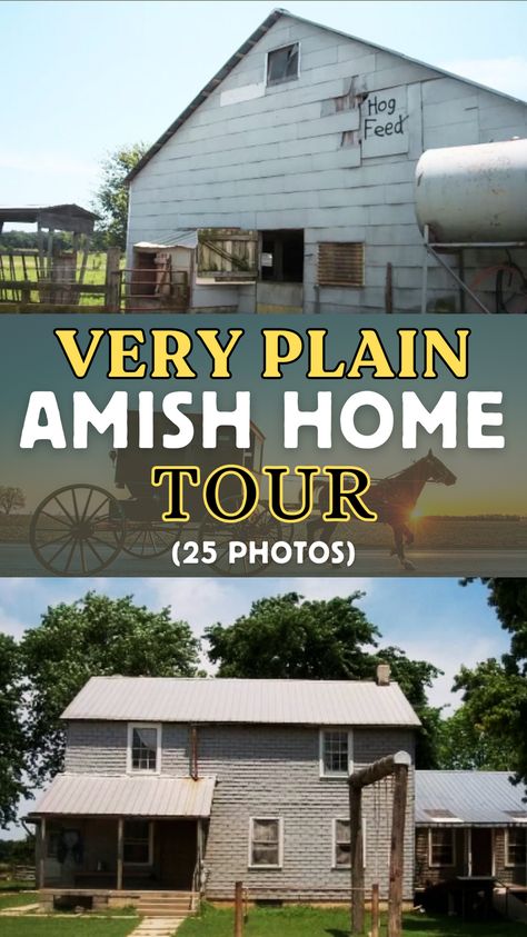 This Amish home has a very rustic, old-timey look. Seymour is a plain settlement where many homes have a distinctive shingle-siding plain look to them. I’ve seen numerous photos of the exteriors of Seymour homes, but I’ve never seen inside one of these plain Amish abodes. Check this out! Amish House Exterior, Amish Interior Design, Amish House Interior, Amish Homes Interior, Old Fashioned Farmhouse, Amish Home, Amish Sheds, Amish House, Amish Culture