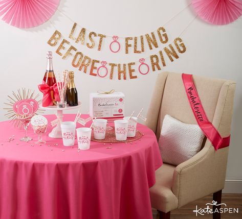 Last Fling Before The Ring Bachelorette Party Kit | Summer Bachelorette Party Ideas | Kate Aspen Bachelorette Party Kits, Summer Bachelorette Party, Last Fling Before The Ring, Taylor Gang, Pink Bachelorette, Bachelorette Sash, Bachelorette Party Supplies, Awesome Bachelorette Party, Karaoke Party