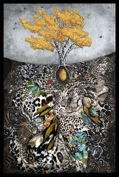 Available Tree and Other Works - Being Imagined #22 - Lorraine Roy: Textile Art Tipping Point, Black Wood, Peaches, Lorraine, Textile Art, Unique Art, Fiber Art, Contemporary Art, Art Inspiration