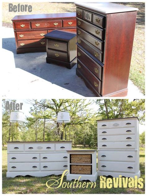 painted Bedroom Furniture makeover Dresser Makeover Diy, Real Estat, Refurbished Furniture, Furniture Makeover Diy, Redo Furniture, Repurposed Furniture, Refinishing Furniture, Decor Rustic, Furniture Projects