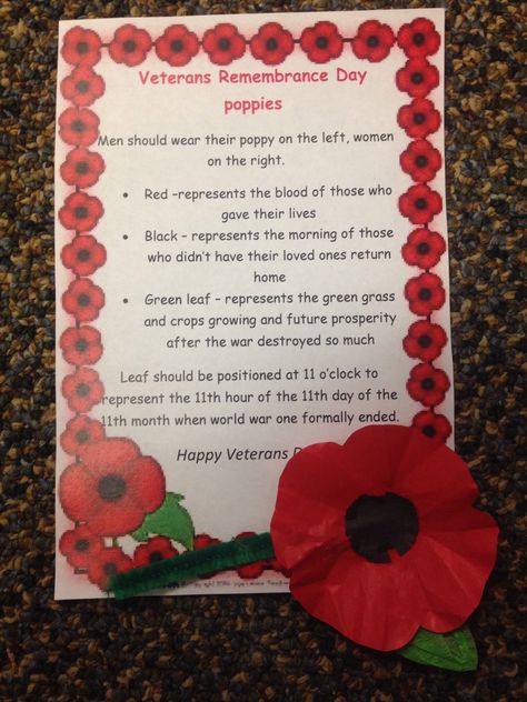 Poppy For Veterans Day, Memorial Day Nursing Home Ideas, Poppies Memorial Day, Poppies Veterans Day, School Veterans Day Decorations, Veterans Day Crafts For Seniors, Teacher Incentive Ideas, Remembrance Craft, Poppy Veterans Day