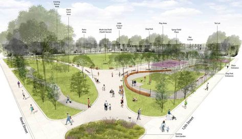 Community Design Collaborative – Our Work Community Park Design, City Parks Design, Community Design, Park Landscape, Community Park, Landscape Architecture Design, Urban Park, Entrance Design, Parking Design