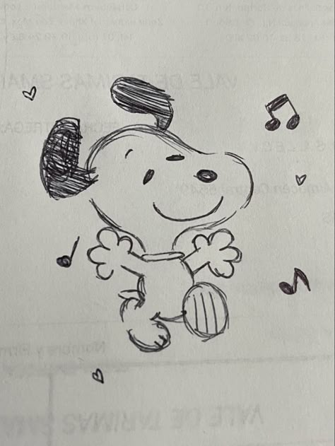 Easy Snoopy Drawings, Crush Doodles, Snoopy Drawing Easy, Dibujos Aesthetic Simples, Woodstock Drawing, Cute Sketches Easy, Note It Drawings, Snoopy Sketch, Snoopy Doodle