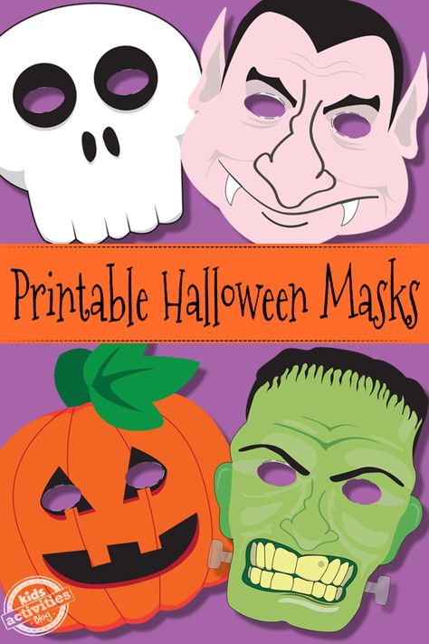 Printable #Halloween Masks - these would be great for role-playing! #preschool (repinned by Super Simple Songs) Halloween Masks Kids, Printable Halloween Masks, Imprimibles Halloween, Mascaras Halloween, Printable Masks, Halloween Printables Free, Easy Halloween Crafts, Printable Activities For Kids, Printable Halloween