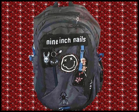 Battle Backpack, Mallgoth Aesthetic, 2000s Mall Goth, Battle Jackets, Punk Diy, Punk Fashion Diy, Scene Goth, Emo Stuff, Thrift Inspo