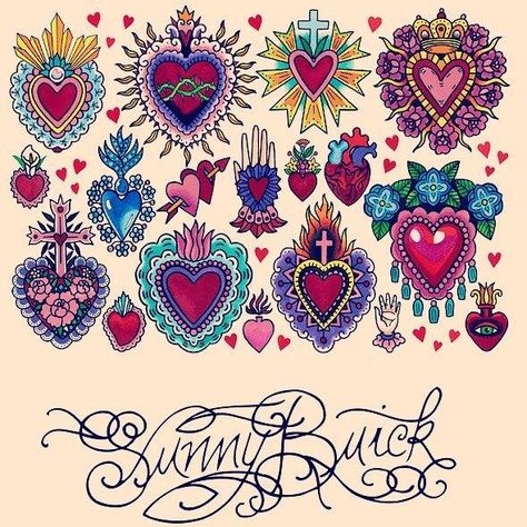 Sacred Heart Art, Evil Eye Tattoo, Mexican Art Tattoos, Kunst Tattoos, Vintage Illustrations, Eye Tattoo, Arte Inspo, 자수 디자인, Arte Popular