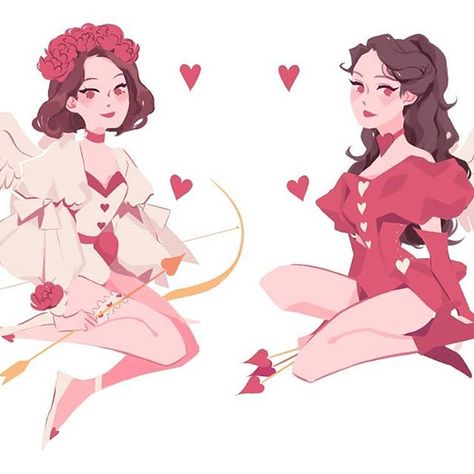 (Anti) Cupid #Choerry! Part of a LOONA as Cupids series I did for Valentines Day 💖💕 Check my gallery to see the rest! #loona #loonaedit… Haseul And Yeojin, Cupid Drawing, Flying Type, Valentines Day Drawing, Arte Sketchbook, Valentine's Gift, Kawaii Art, Pretty Art, Character Design Inspiration