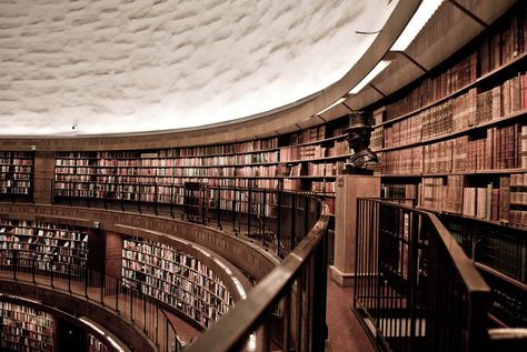 The Book Stacks In The Stockholm Public Library Stockholm Library, Libraries Around The World, Gothic Music, Visit Stockholm, Beautiful Library, Library Aesthetic, Sweden Travel, Reading Library, Library Images