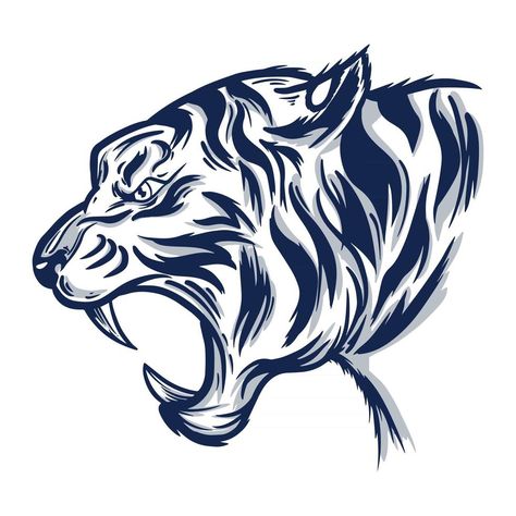 Tiger Side View Drawing, Tiger Face Side View, Harimau Vector, Tiger Logo Graphics, Face Side View Drawing, Tiger Face Drawing, Tiger Art Drawing, Side Face Drawing, Side View Of Face