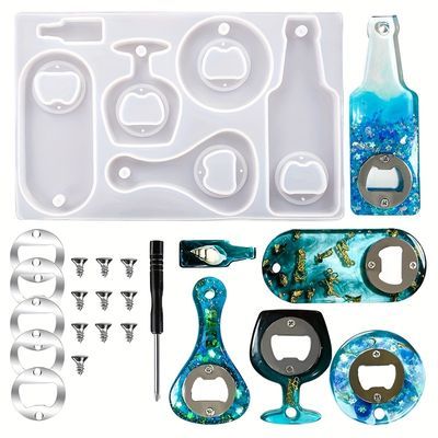 Diy Bottle Opener, Resin Moulds, Diy Resin Mold, Bottle Opener Design, Wine Corkscrew, Mold Kit, Bottle Opener Keychain, Casting Resin Molds, Beer Opener