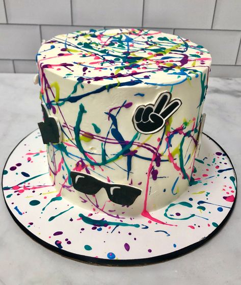 Paint Splatter Birthday Cake, Two Cool Cake Ideas, Splatter Cake Ideas, 2 Cool Birthday Theme, Teen Boy Cake Ideas, Two Cool Birthday Cake, Two Cool Cake, 10th Birthday Cakes For Boys