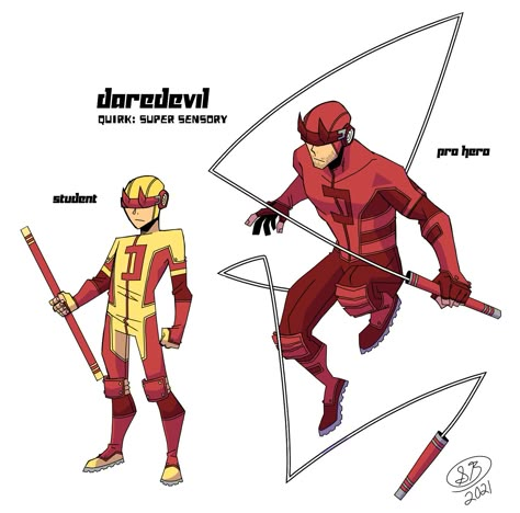 Taku on Twitter: "Hero: Daredevil Quirk: Super Sensory Matt Murdock was born blind, but when his quirk kicked in at age 4, he was overwhelmed by his new enhanced senses He learned to live with them and now uses them as the hero Daredevil… https://t.co/XVDPv8o7BP" Spencer Blair, Mha Crossover, Marvel Academy, Hero Concept, Daredevil Art, Marvel Character Design, Double Dare, Matt Murdock, Marvel Daredevil