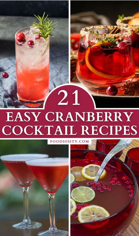 Cranberry Cocktails Thanksgiving, Cranberry Holiday Cocktail, Easy Christmas Drinks, Spiced Rum Drinks, Cranberry Cocktails, Easy Holiday Drinks, Cranberry Cocktail Recipe, Drinks With Cranberry Juice, Cranberry Martini