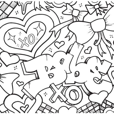 DIGITAL FILE ONLYLovely coloring page for the little graffiti babe in your life. Also makes for cool seasonal wall art. The final product is a downloadable PDF file sized to 8.5"x11", ready to print at home. Don't forget to add our personalized name crayons when gifting.And, check out our personalized Graffiti coloring page option. Hand-drawn and customized by us, for you & yours. PLEASE NOTE: All of our designs are for personal use only and may not be resold, distributed, copied or shared. Refu Pdf Printables Free Wall Art, Cool Coloring Pages Creative, Baddie Coloring Pages Printable, Valentines Graffiti, Grunge Coloring Pages, Spiritual Coloring Pages, Graffiti Drawings Words, Dope Coloring Pages, Color Pages For Adults