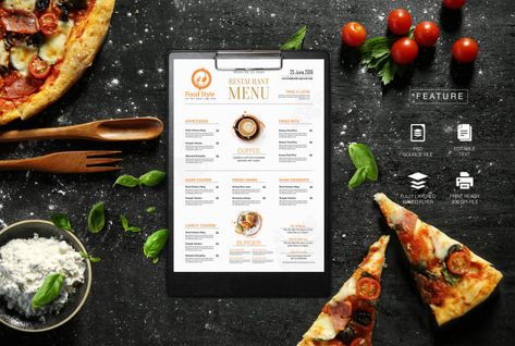 Modern Restaurant Menu Design, Restaurant Menu Design Ideas, Pizza Flyer, Menu Board Design, Camping Menu, Menu Card Design, Menu Food, Digital Board, Food Flyer