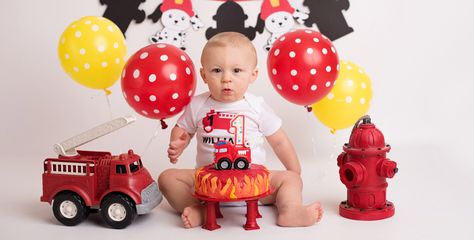 Kansas City, Fort Leavenworth, Cake Smash Portraits, First Year Birthday Firetrucks, Dogs, Baby, Fire Hydrants Fire Truck Smash Cake, 1 Year Pictures, First Year Birthday, Fire Fighter Cake, Fireman Cake, The Fireman, Birthday Pic, Fire Hydrants, Firetruck Birthday Party