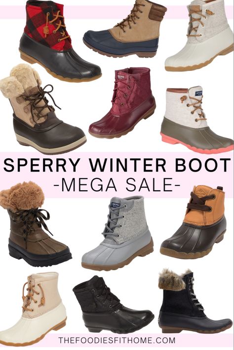 Sperry Winter Boot Sale - MEGA DEALS!! 🚨 White Sherpa boots, Buffalo plaid boots, Sperry duck boots, white booties, combat boots all perfect for fall outfits into winter! ❄️ Many are weatherproof boots / waterproof boots. 🥾 Perfect for the upcoming several months! 💯 #LTKsalealert #LTKshoecrush #sperryduckboots #sperryboots #winterboots #sperryduckboots #winterbootsale #waterproofboots #weatherproof #winterwear #wintergear #wintersale #nordstrom #nordstromrack #nordstromstyle #nordstromsale Ivory Sperry Duck Boots Outfit, How To Wear Sperry Duck Boots, Sperry Snow Boots Outfit, White Fuzzy Boots, Style Sperry Duck Boots, Duck Boot Outfit, Duck Boots Outfit, Sperry One Eye Duck Boot, Sperry Leopard Duck Boots