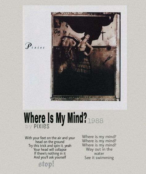 The Pixies Where Is My Mind Album Cover, Where Is My Mind Poster Pixies, The Pixies Where Is My Mind, Pixies Album Cover, Pixies Band Poster, Where Is My Mind Tattoo Pixies, Pixies Band Aesthetic, The Pixies Poster, Pixies Wallpaper