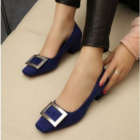 Wedding Shoes Red, Small Yards, Square Toe Shoes, Shoes Free, Slip On Pumps, Shoes Wedding, Thick Heel, Buckle Shoes, Womens Shoes High Heels