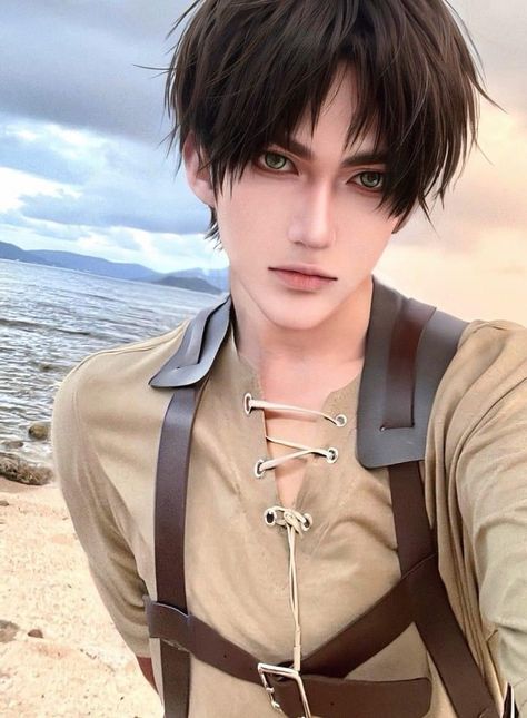 Cosplay Makeup Anime, Levi Ackerman Cosplay, Eren Jaeger Cosplay, Makeup Anime, Cosplay Poses, Aot Cosplay, Poses Male, Levi Cosplay, Anime Eye Makeup