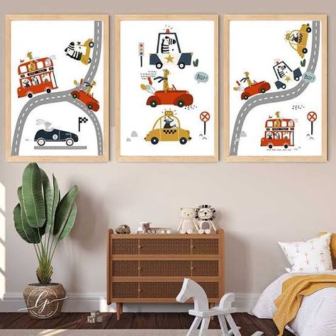 Australian Animal Nursery, Nursery Prints Girl, Bright Prints, Boys Prints, Girl Bedroom Walls, Room Artwork, Boy Car, Boys Nursery, Themed Room