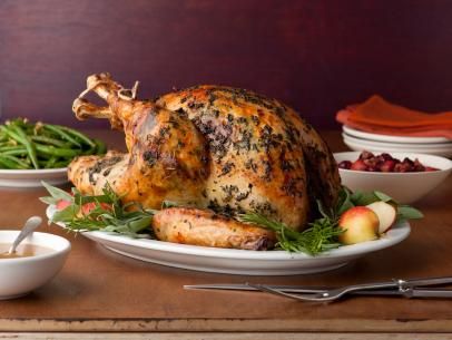 Brined Herb-Crusted Turkey with Apple Cider Gravy Recipe | Anne Burrell | Food Network Apple Cider Gravy, Cider Gravy, Best Thanksgiving Turkey Recipe, Anne Burrell, Herb Roasted Turkey, Roast Turkey Recipes, Turkey Brine, Turkey Recipes Thanksgiving, Gravy Recipes