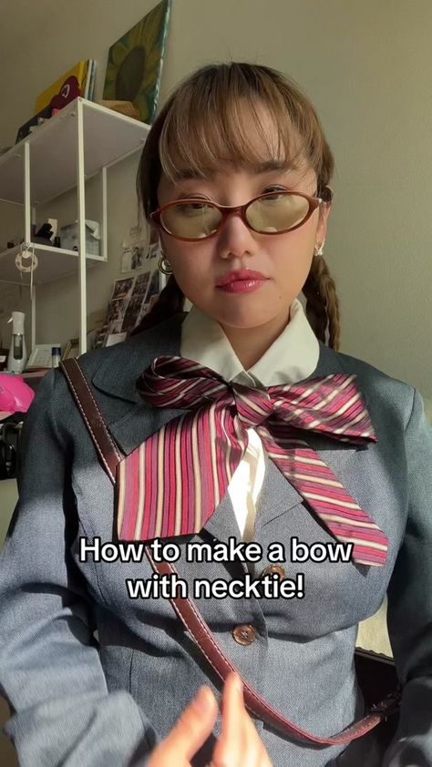 how to make a bow with necktie! it's surprisingly not easy to make it ... | TikTok How To Tie A Tie, How To Tie A Necktie, Tie A Necktie, Zoe Lee, Make A Bow, Bow Tutorial, Big Bows, How To Make Bows, Ribbon Bows