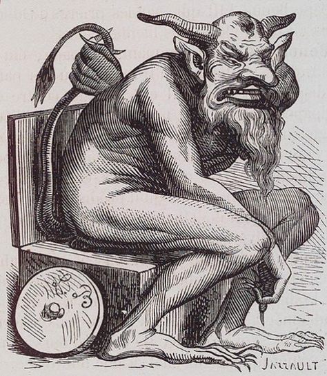 Belphegor illustration from the Dictionnaire Infernal Ancient Demons, Evil Demons, Ange Demon, Demon Art, The Occult, Scary Stories, Angels And Demons, Medieval Art, Ex Libris