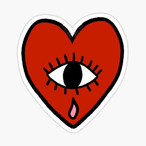 a funky little crying heart :) • Millions of unique designs by independent artists. Find your thing. Heart With Eyes Drawing, Graphic Heart Design, Hearts With Eyes, Drippy Heart, Heart Graphic Design, Heart With Eyes, Crying Heart, Heart Eye, Retro Heart