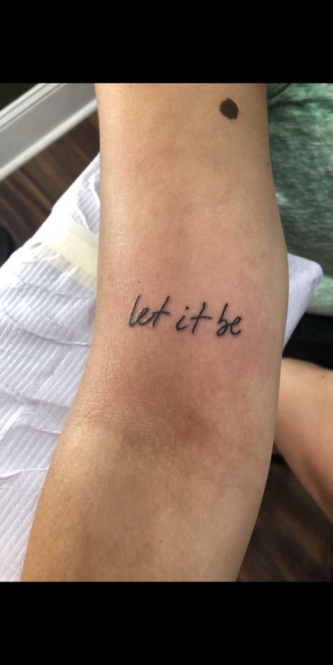 The Beatles Inspired Tattoos, Britpop Tattoo Ideas, Beatles Tattoo Minimalist, The Beatles Tattoo Ideas, Classic Rock Tattoos, Beatles Lyrics Tattoo, Beatles Inspired Tattoos, Beatles Tattoo, Let It Be Tattoo