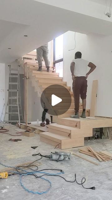 Deluxe Stair & Railing Ltd 🇨🇦 on Instagram: "Custom tread profile, riser rebate for lighting, full side clad and underside clad for this very custom piece for our friends @arklab.ca. Happy Valentine’s Day! 💘 ••••••••••••••••••••••••••••••••••••••••••••••••••••••••••••• #wcw #valentine #modern #goals #toronto #home #contemporary #carpentry #construction #woodworking #work #stairs #wood #carpenter #team #oak #newhome #realestate #architect #renovation #homestyle #6ix #renovation #stair #interiors #interiordesign #interior #designer #architecture #design #valentines" Mdf Stairs, Contemporary Stair Railing, Japandi Stairs, Interior Stairs Ideas, Escalier Design, Interior Stairs, Pop Design, House Stairs, Stair Railing