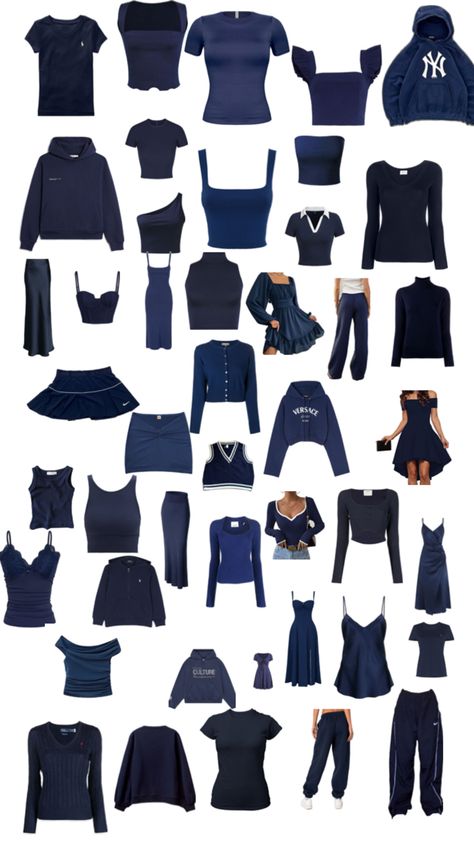 Deep Blue Outfit Aesthetic, Old Money Navy Blue Outfit, Navy Blue Aesthetic Clothes, Old Money Outfits Navy Blue, Navy Blue Clothes Aesthetic, Percy Aesthetic, Navy Blue Outfit, Blue Outfits, Fashion Vocabulary