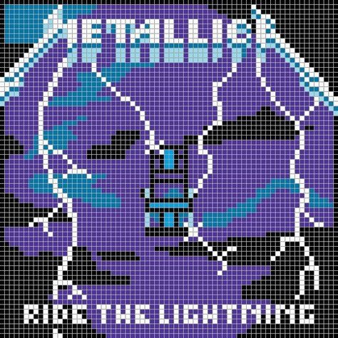 Metallica Cross Stitch, Band Pearler Beads, Album Pixel Art, Ride The Lightning, Easy Pixel Art, Perler Bead Templates, Hama Bead, Crochet Blanket Designs, Pixel Crochet