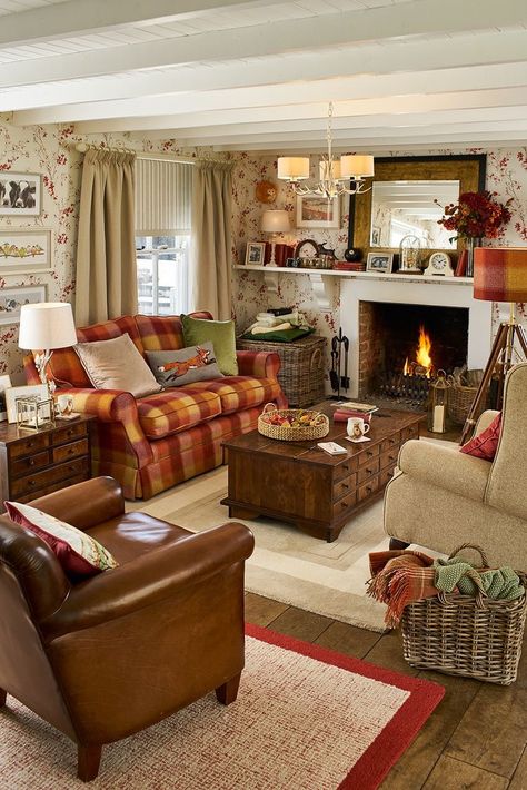 English Decor, Cosy Living, Cottage Living Rooms, Cosy Living Room, Cottage Interiors, Country Living Room, Country Style Homes, Cottage Living, Country House Decor