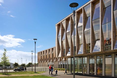 Civic Architecture, Photovoltaic Cells, Linear Park, Building Entrance, Samuel Beckett, Cedar Shingles, Solar Shades, Entrance Foyer, Natural Ventilation