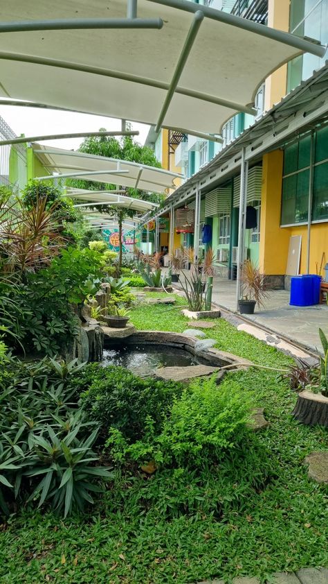 School Yard Aesthetic, School Garden Aesthetic, Green School Aesthetic, School Aesthetic Classroom, Nature Academia, Pond Aesthetic, All Girls Boarding School, Wood School, Island School