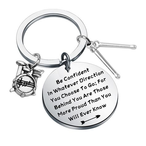 PRICES MAY VARY. ◆This keychain hand stamped with the words”Be Confident In Whatever Direction You Choose To Go: For Behind You Are Those More Proud Than You Will Ever Know”and match with Drum stick and Drum pendant. ◆ Drummer band gift - a perfect gift for drummers and drummer band members to express your love and love for the band. ◆Drummer Inspirational Gifts：To drummers, band members, and musicians who love music, to encourage them to continue to stick to their musical dreams and to let more Band Gifts, Drummer Gifts, Jewelry Pouches, Drum Kit, Band Members, Be Confident, Bestie Gifts, Drum Pendant, Perfect Stocking Stuffers