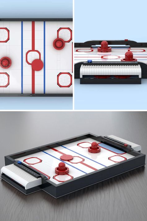 The LEGO Ideas Tabletop Air Hockey kit, captures the thrill of air hockey with its sturdy 2,500-brick construction. Featuring a smooth playing surface, goal counter, and custom mallets, it offers a compact and customizable alternative to traditional air hockey, perfect for tabletop gaming enthusiasts. Learn More! Lego Air Hockey, Mini Sticks Hockey Room, Modern Air Hockey Table, Wood Air Hockey Table, Led Air Hockey Table, Interactive Dashboard, Flexible Display, Brick Construction, Lego Games