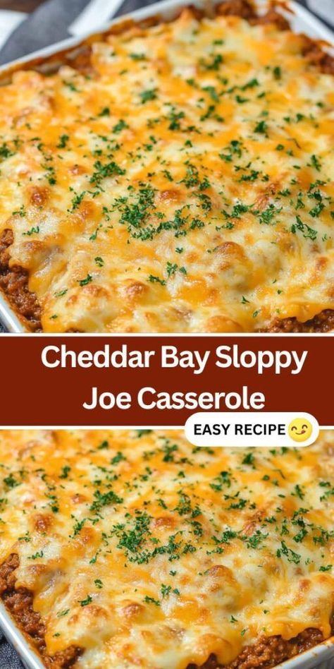 Cheddar Bay Sloppy Joe Casserole is the perfect blend of comfort food and easy weeknight dinner. Juicy ground beef simmered in savory sloppy joe sauce, topped with cheesy Cheddar Bay biscuits, and baked to golden perfection. This hearty casserole is a family favorite, ready in under 30 minutes and ideal for meal prepping or freezing. Cheddar Bay Casserole, Recipes With Cheddar Bay Biscuits, Cheddar Bay Biscuit Recipe Ideas, Cheddar Bay Biscuit Casserole, Chicken Scampi Recipe, Homemade Sloppy Joe Sauce, Sloppy Joes Easy, Sloppy Joe Casserole, Chicken Scampi