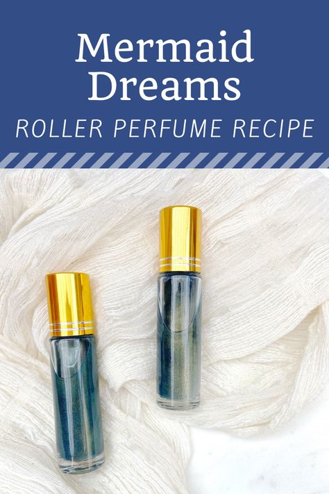 This shimmer filled DIY roller bottle perfume recipe is fit for the mermaid goddess in everyone. ... Blue Tansy Face Serum Diy, Stomach Tightening, Cologne Recipes, Body Spray Recipe, Roller Perfume, Diy Perfume Recipes, Serum Recipe, Blue Tansy Essential Oil, Scent Combinations