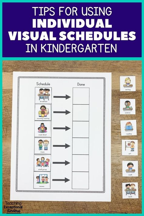 Individual visual schedules are a wonderful tool for supporting behavior in kindergarten, but they can be daunting to prep and implement! In this post, I'm sharing tips for using individual visual schedules in kindergarten. You'll also find several picture schedule examples that are great for kindergarten classroom management!