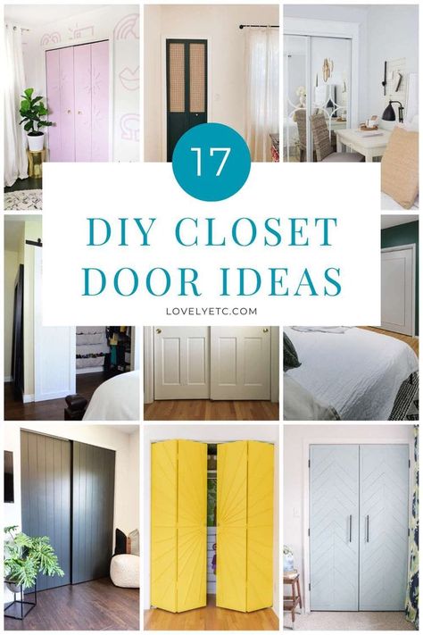 17 creative and budget-friendly DIY closet door ideas. These DIY closet doors include ideas for updating your outdated closet doors including sliding doors, bifold doors and more. With tutorials to cheaply update your old doors and tutorial for building DIY closet doors from scratch, there's a solution here for every room. Closet Door Redo Bifold, Painting Wood Closet Doors, Decorating Sliding Closet Doors, Coat Closet Door Makeover, Shutter Closet Doors Makeover, Convert Bifold Closet Doors, Angled Closet Door, Pretty Bifold Doors, Alternative To Bifold Doors