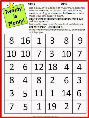 Addition freebie ... find and circle combinations of two or more numbers that total exactly twenty. There are more than 20 of them hidden in this puzzle! Math Card Games, Math Tutoring, Math Intervention, Math Instruction, Fact Fluency, Primary Maths, Math Work, Math Time, Math Tutor