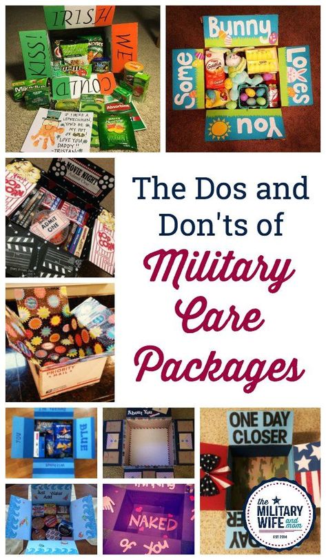 Learn the best ways to decorate a care package, how to get free care package materials, what and what not to send in a military care package and see our top puns and themes for care packages. #militarycarepackageideas #carepackagethemesandpuns #whattosendincarepackages #decoratinghacksforcarepackages Soldier Care Package Ideas Boyfriends, Navy Care Package, Military Care Package Ideas, Army Care Package, Care Package Decorating, Military Care Packages, Soldier Care Packages, Deployment Party, Deployment Care Package Ideas