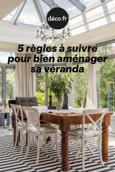 Disposer d’une véranda ne suffit pas à en faire une pièce de rêve, encore faut-il l’optimiser. Or pour bien aménager une véranda, il existe des règles à ne pas oublier ! L’extension est construite ? On fait le plein de conseils déco pour transformer la véranda en véritable atout dans la maison. Decoration Veranda, Extension Veranda, St James, Outdoor Table, Pergola, Art Deco, Outdoor Furniture, Outdoor Decor, Home Decor