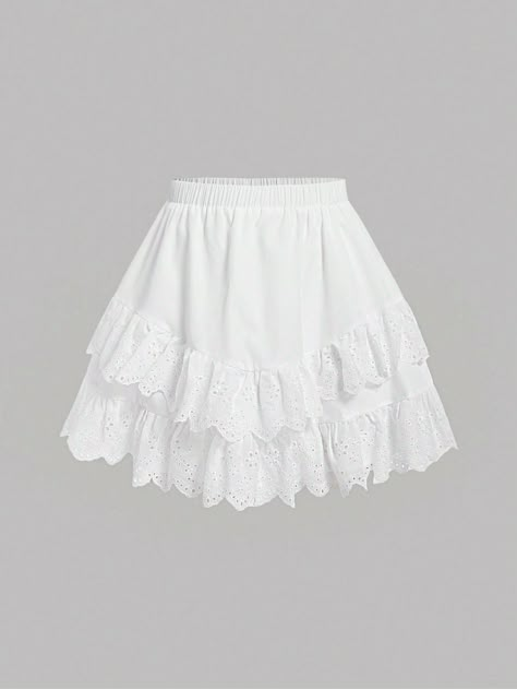 SHEIN MOD Women's Elastic Waist Double Layer Ruffle Hem SkirtI discovered amazing products on SHEIN.com, come check them out! White Lace Skirt, Ruffle Hem Skirt, Girls Skirts, Women Skirts, Hem Skirt, Pinterest Outfits, Skirts Online, Lace Ruffle